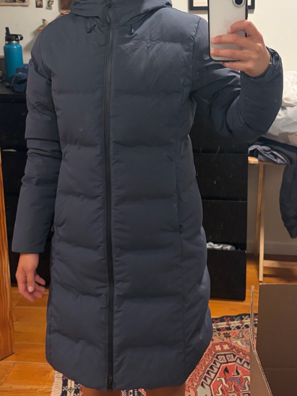 Patagonia Women's Blue Long Puffer Coat with Hood